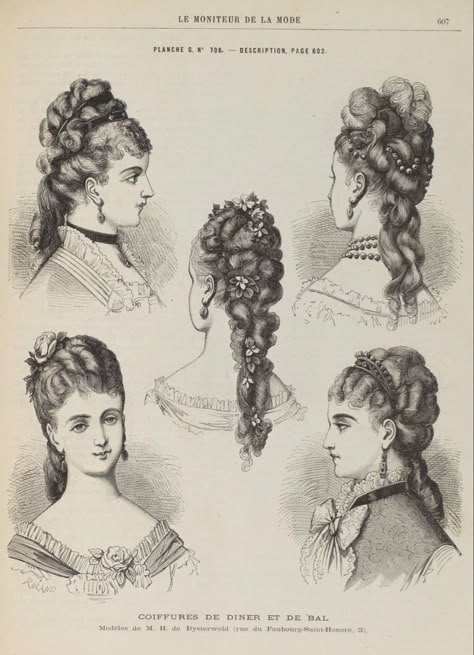 Le Moniteur de la Mode - December 1876 1890s Hairstyles, 1870s Hair, 17th Century Hair, Tendrils Hair, Victorian Era Hair, 1870s Hairstyles, 1880s Hair, 1860s Hairstyles, 19th Century Hair