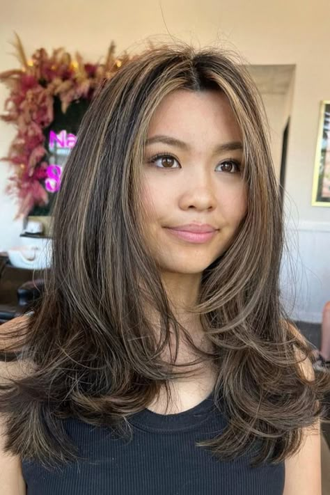 Mid Length Blow Dry, Mid Length Blow Dry Hairstyles, Hair One Length, Prom Hair Mid Length, Bouncy Blowout Medium Hair, Prom Hair Blowout, Hair Cuts For Wavy Hair Medium, Blowout Mid Length Hair, Hair Cuts Mid Length