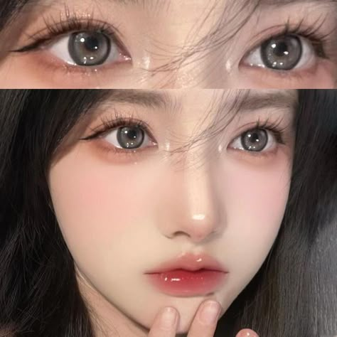 Douyin Eye Contacts, Korean Eye Contacts, Softlens Korean, Gray Contact Lenses Makeup, Douyin Contact Lens, Pretty Contacts, Korean Contact Lenses, Grey Contact Lenses, Gray Contact Lenses