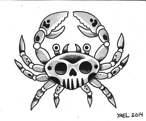 Skull crab Traditional Crab Tattoo Black, Traditional Crab Tattoo, Traditional Heart Tattoos, Crab Tattoo, Traditional Tattoo Inspiration, Flash Tattoo Designs, Tattoo Portfolio, Diy Tattoo, Tattoo Stencil