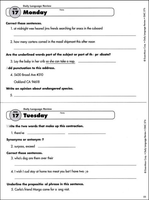 Daily Language Review Grade 6 Grade 6 Worksheets, Daily Oral Language, Teaching Genre, Daily Language Review, Dihybrid Cross, Oral Language Activities, Finding Slope, 6th Grade Worksheets, Content Calendar Template