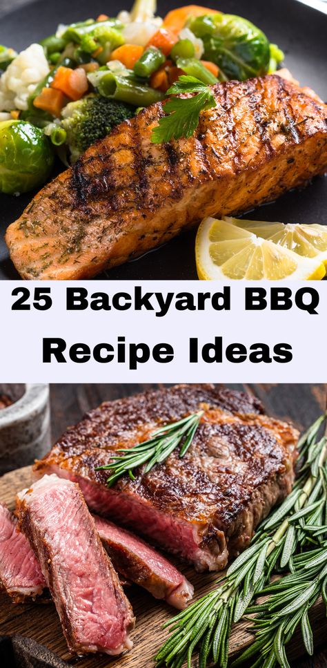 25 Backyard BBQ Recipes. Backyard BBQ Party/BBQ Recipes/Grilling Recipes/Backyard Dinner Party/Outdoor Party/Grilled Dinner Ideas Bbq Ideas Grill, Grilled Dinner Ideas, Backyard Bbq Recipes, Dinner Party Outdoor, Lemon Dessert Recipes Easy, Backyard Bbq Food, Grilling Food, Best Bbq Recipes, Recipes Grilling