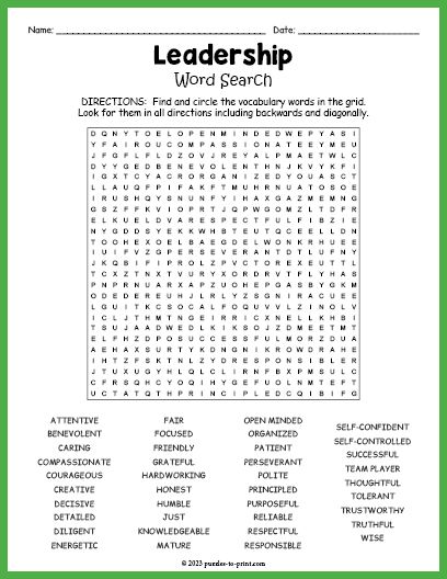 Fun Worksheets For Middle School, Teamwork Worksheets, Middle School Word Search, Leadership Worksheets, Leadership Activities For Kids, Wordsearch Worksheets For Adults, Friendship Word Search, Gratitude Crossword Puzzle, Leadership Words