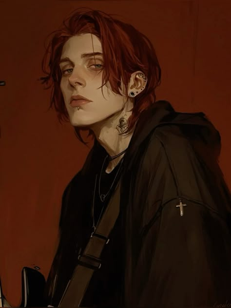 Character Design Male Muscular, Cyberpunk Guy Art, Portrait Pictures Faces, Fox Man Art, Brown Hair Guy Art, Person Looking Up Reference From Above, Red Hair Guy Art, Male Bard Character Art, Different Face Angles