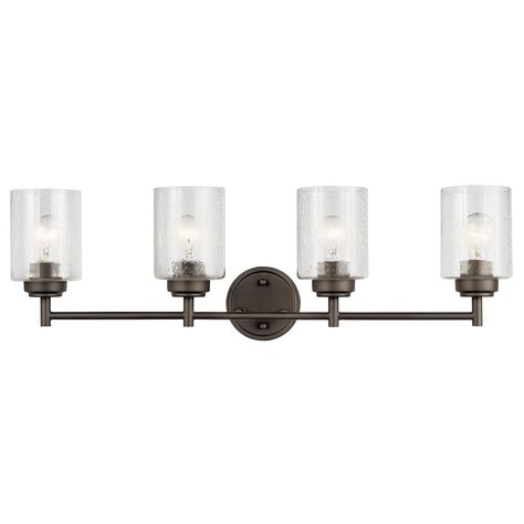 Winslow™ 4 Light Vanity Light Olde Bronze® Vanity Lighting Over Mirror, Bronze Vanity Light, Bronze Vanity Lighting, Black Vanity Light, Contemporary Vanity, Contemporary Bathroom Vanity, Kichler Lighting, Bath Vanity Lighting, Bath Light