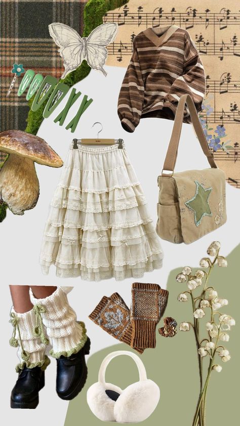 #autumnoutfit #outfit #green #brown #brownaesthetic #brownoutfit #aesthetic #goblincore Petal Aesthetic, Goblincore Aesthetic Outfits, Goblincore Outfits, Goblincore Aesthetic, Brown Outfit, Brown Aesthetic, Autumn Outfit, It Girl, Green Brown