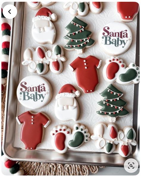 December Baby Shower Themes, December Baby Shower Ideas, Christmas Gender Reveal, Winter Baby Shower Themes, Cute Christmas Cookies, Christmas Baby Announcement, Holiday Baby Shower, December Baby, Christmas Shower