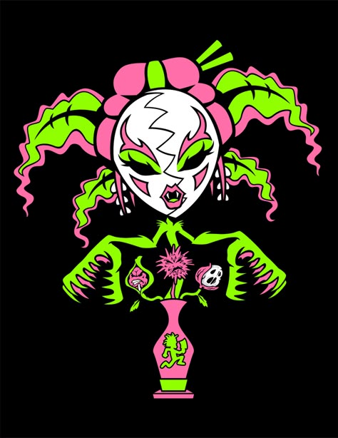 The 5th jokers card of the 2nd deck has been revealed, all welcome The Yum Yum Flower. Yum Yum Bedlam, Clown Posse, Insane Clown Posse, Insane Clown, Creepy Clown, Yum Yum, Music, Hair, Pink