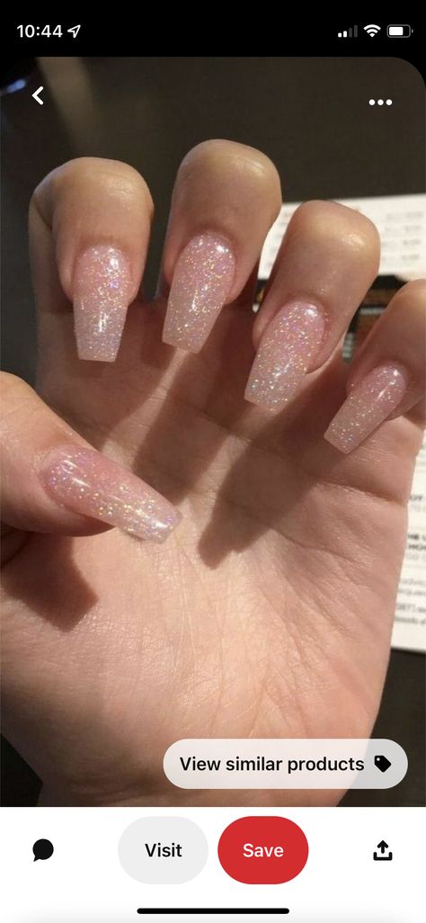 Glittery Acrylic Nails, Pink Sparkly Nails, Sparkly Acrylic Nails, Clear Glitter Nails, Hoco Nails, Nails For Bride, Nagellack Trends, Glittery Nails, Ombre Acrylic Nails