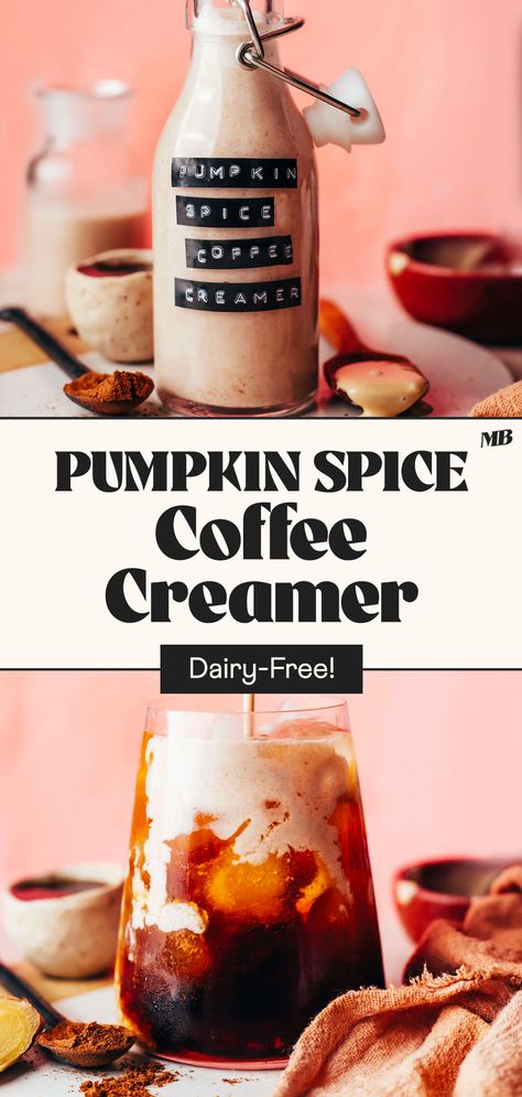 A healthier, dairy-free, homemade coffee creamer with pumpkin spice! Full of fall flavor and just 5 minutes + 8 ingredients required. Pumpkin Spice Creamer Recipe, Homemade Creamer, Homemade Pumpkin Spice Coffee Creamer, Homemade Pumpkin Spice Creamer, Pumpkin Spice Coffee Creamer, Homemade Pumpkin Spice Coffee, Healthy Coffee Creamer, Keto Coffee Creamer, Pumpkin Spice Creamer