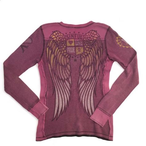 AFFLICTION Sinful Long Sleeve

Hot Pink Long Sleeved... - Depop Angel Wings On Back, Sinful Affliction, Wings On Back, Long Sleeved Top, I Wish I Was, Long Life, Angel Wings, Life I, On Back