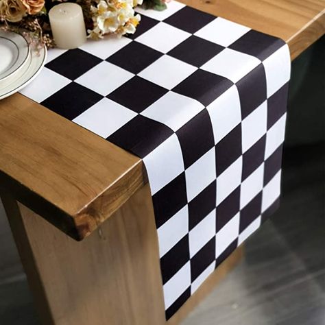 Checkerboard Table, Racing Theme, Picnic Table Covers, Wedding Runner, Sequin Table Runner, New Year Decorations, Cars Room, Party Table Settings, Anniversary Dinner