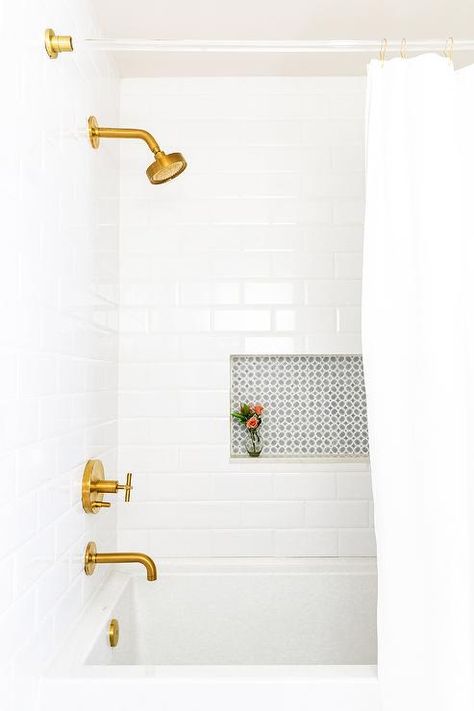 Tiled Niche, Bathtub And Shower Combo, Bathtub Tile Surround, Shower Bath Combo, Bathtub Shower Combo, Bathroom Niche, Subway Tile Showers, Shower Tiles, Drop In Bathtub