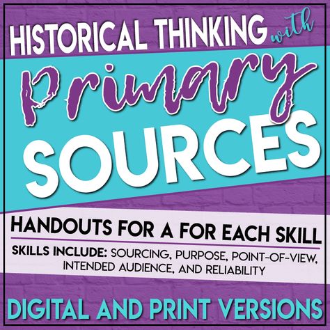 Primary Source Analysis Handouts Historical Thinking Skills - Peacefield History Historical Thinking Skills, Historical Thinking, 4th Grade Social Studies, High School History, Social Studies Resources, History Classroom, Primary Resources, Teaching Social Studies, Primary Sources