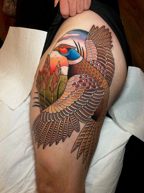 Traditional Pheasant Tattoo, Maryland Tattoo Ideas, Traditional Vulture Tattoo, Pheasant Tattoo, Classic Style Tattoo, Stay Humble Tattoo, Vulture Tattoo, Maryland Tattoo, Humble Tattoo