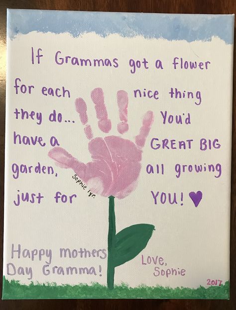 Mothers Day craft for Gramma! Grandma Diy, Diy Gifts For Grandma, Grandma Crafts, Grandparents Day Crafts, Presents For Grandma, Diy Mother's Day Crafts, Grandmas Mothers Day Gifts, Baby Art Projects, Gift Painting