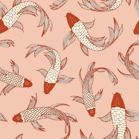 Carpe Diem Wallpaper, Pink Pool, Modern Wallpaper Designs, Stylish Wallpaper, 1930s House, Wallpaper Uk, Bathroom Red, Bold Wallpaper, Fish Wallpaper