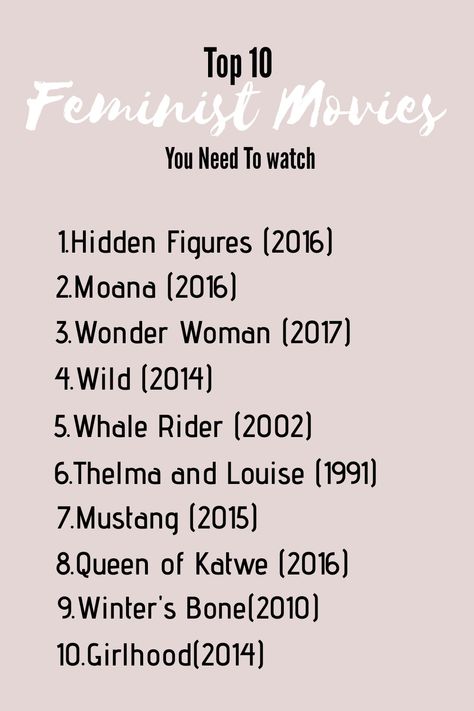 Top 10 movies for feminist.If you are feminist and love women empowerment these movies are for you!#feministMovies#StrongFemaleCharacterMovies#Feminism#MoviesForFeminist#Feminist#PowerfulGirlMovies#GirlMovies Feminism Movies, Feminist Movies, Whale Rider, Top 10 Movies, Hidden Figures, Women Empowerment, Top 10, Wonder Woman