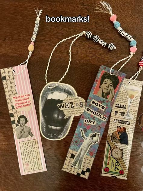 Book Club Scrapbook, Small Diy Birthday Gifts, Ideas For Small Notebooks, Easy Crafts For College Students, Crafting Ideas Aesthetic, Antique Crafts Diy, Summer Camp Arts And Crafts For Teens, Diy Collage Bookmarks, Diy Craft Gift Ideas