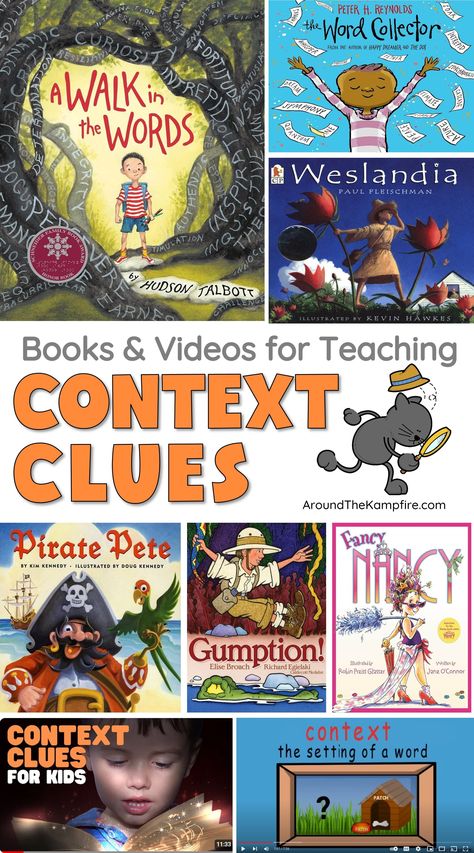 Calling all teachers of little word detectives! Here are my favorite books and videos for teaching context clues. The videos are ideal for teaching kids how to define unknown words by using clues around the word to figure out the meaning. It shares context clues where the definition is given, synonym, antonym, and an example. Context Clues Mentor Text Picture Books, Teaching Context Clues, Context Clues Lesson, Context Clues Activities, Unknown Words, Interactive Read Aloud Lessons, Esl Teaching Resources, Interactive Read Aloud, Reading Unit