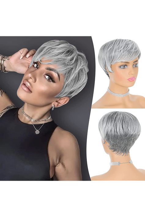 Grey Hair Wig, Style Bob, Grey Wig, Cosplay Hair, Pixie Cut Wig, Body Wave Wig, Short Pixie Cut, Short Haircut, Short Wigs