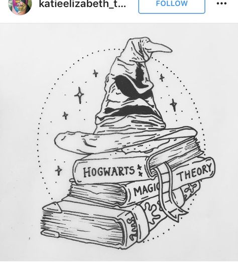 Harry Potter tattoo sorting hat                                                                                                                                                                                 More Harry Potter Tattoos Sketch, Harry Potter Shading Drawing, Harry Potter Hat Tattoo, The Sorting Hat Drawing, Harry Potter Sorting Hat Tattoo, Harry Potter Hat Drawing, Sorting Hat Drawing, Sketch Harry Potter, Sorting Hat Tattoo