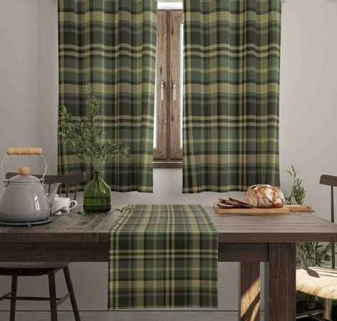 Kitchen Curtains, Green Scotch Plaid Design Drapes, Green Dining Room Curtain Panels, Blackout Option, Custom Size, Eyelet Rod Pocket Option - Etsy Turkey