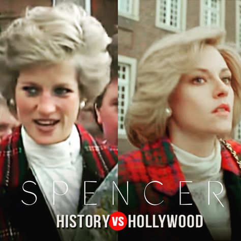 Princess Diana in plaid vs. Kristen Stewart in the Spencer movie. Read our article “Spencer: History vs. Hollywood”. Find out how much of the Princess Diana movie Spencer is true. #Spencer #SpencerMovie #PrincessDiana #KristenStewart #RoyalFamily #Diana #PrinceHarry #PrinceWilliam Prancer Movie, Princess Diana Movie, Spencer Movie, Spencer 1923, The Spencer Tiara, Princess Diana Facts, Spencer 2021 Movie, Royal Christmas, Prince Williams