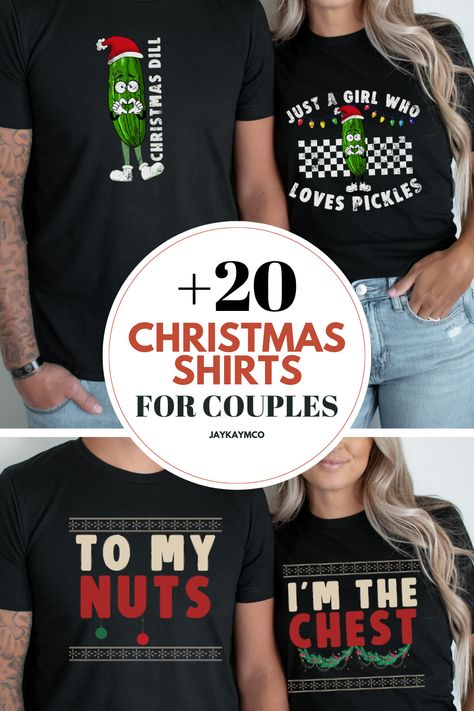 Check out these cute couples shirts for the holidays. Funny Inappropriate Christmas Shirts, Couple Christmas Shirts Funny, Husband And Wife Christmas Shirts, Funny Couples Christmas Shirts, Funny Christmas Couple Shirts, Funny Christmas Shirts For Couples, Funny Couple Christmas Shirts, Inappropriate Christmas Shirts, Matching Christmas Shirts Couples