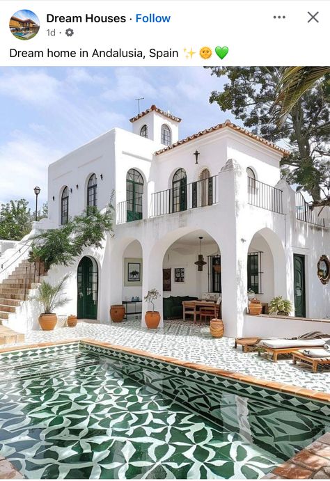 Spaniard Style Home, House For Bloxburg, Architecture Studio Design, Manifesting Home, Desert Home Decor, Spanish Farmhouse, Hacienda Homes, Sims 4 Build Ideas, Dream Backyard Pool