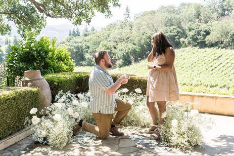 Floor installation of baby breath and roses during a wedding proposal White Floral Proposal, Baby Breath And Roses, White Roses Wedding, Napa Ca, Baby Breath, Roses White, Rosé Instagram, Baby S Breath, White Florals