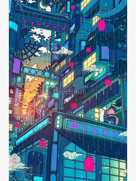 Hidden Village, Futuristic City, Neon Lights, Cityscape, Naruto, Neon, Twitter, Instagram