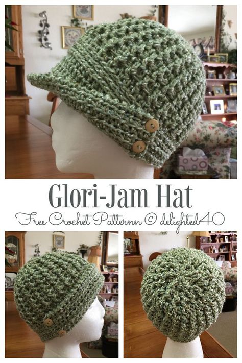 Glori-Jam Hat Free Crochet Patterns Crochet Cloche Hat Pattern, Crochet Rolled Brim Hat Free Pattern, Crochet Pill Box Hat Pattern Free, Crochet Rolled Brim Hat, Casual Brimmed Crochet Hat, Crochet Pillbox Hat Pattern Free, Crochet Hats Free Pattern Ladies Winter, Outdoor Brimmed Crochet Hat, Manly Crochet