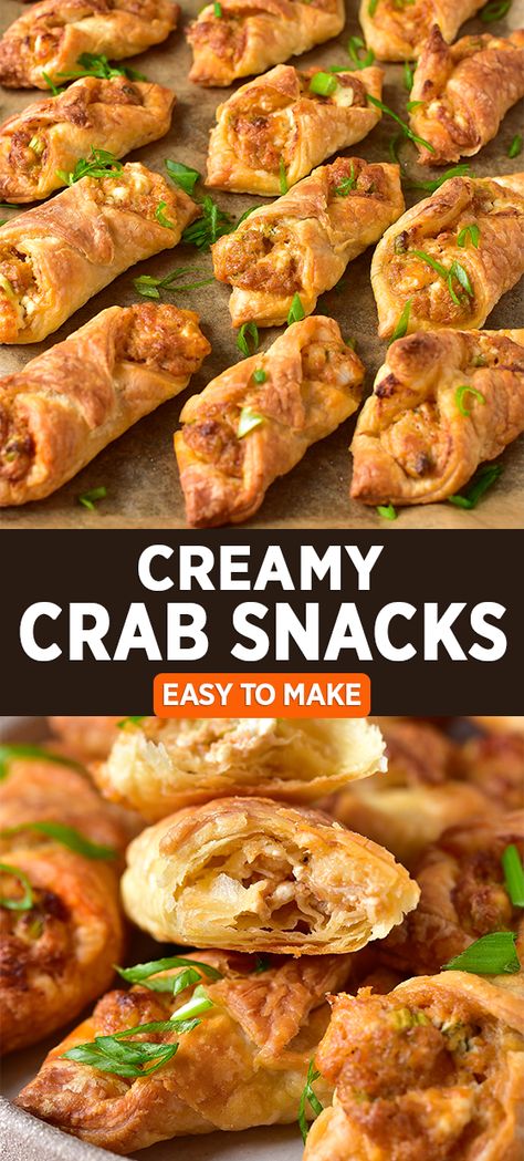 Creamy Crab Snacks Creamy Crab Snacks, Crab Appetizer Recipes Finger Foods, Crab Appetizers Easy, Hors D’oeuvres Ideas, Crab Pinwheels, Crab Appetizer Recipes, Canned Crab Meat Recipes, Crab Poppers, Crab Snacks