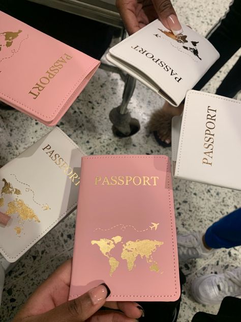 #holiday #passport #girlstrip #spain #alicante #blackgirlmagic Passport Group Picture, Passport Asthetics Photos, Pink Passport Cover, Passport Aesthetic Black Woman, Passports Aesthetics, Passport Picture Black Women, Passport Aesthetic Photo, Girls Trip Aesthetic Black Women, Pink Passport Aesthetic