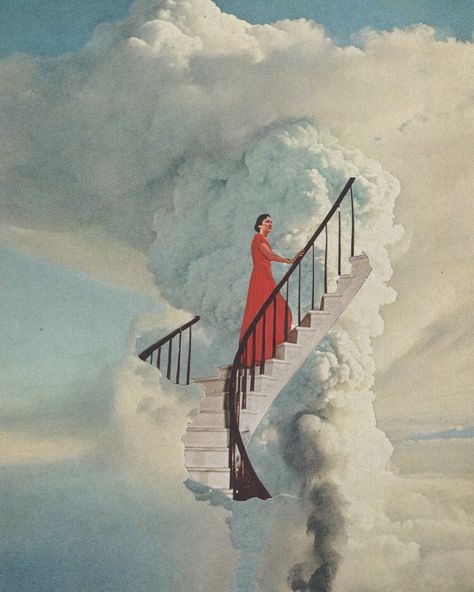 Robyn Redish on Instagram: “Stairway To Heaven.  Paper collage ☁️  Message me for album artwork.  . . . .   #graphicdesign #collage #papercollage #analogcollage…” Double Exposition, Digital Collage Art, Album Artwork, Neon Aesthetic, Collage Artwork, Creative Pictures, Stairway To Heaven, Collage Artists, Retro Futuristic