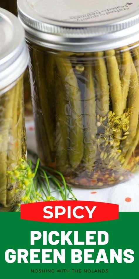 Spicy Pickled Beans, Spicy Pickled Green Beans, Pickled Green Bean Recipes, Spicy Green Bean Recipes, Freezing Recipes, Pickled Recipes, Pickled Vegetables Recipe, Spicy Green Beans, Pickled Green Beans