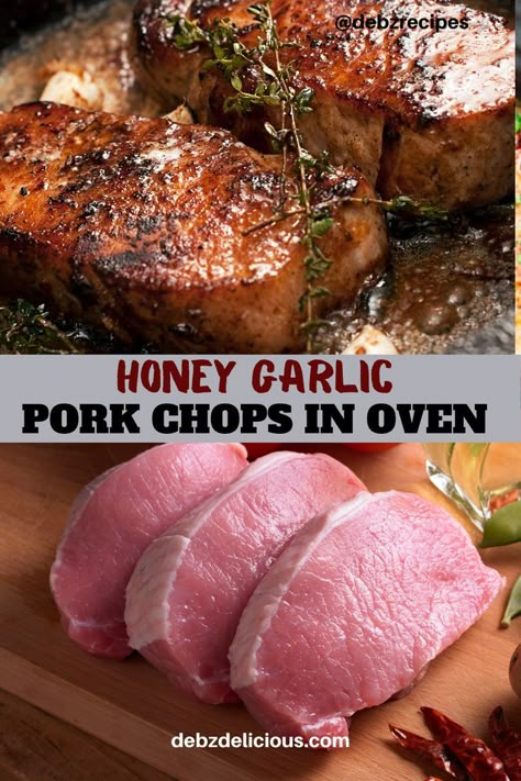 honey garlic pork chops, honey garlic pork chops oven, honey garlic pork chops grilled, honey garlic pork chops baked Honey Pork Chops, Oven Pork Chops, Garlic Pork Chops, Honey Garlic Pork, Boneless Pork Chop Recipes, Honey Garlic Pork Chops, Easy Pork Chops, Pork Chop Recipes Baked, Pork Chop Dinner