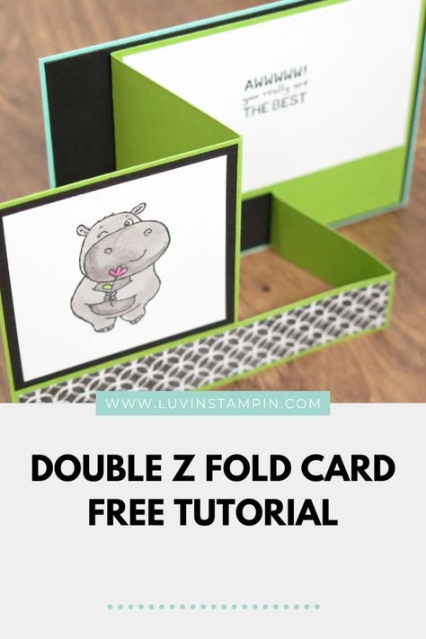 How To Make a Double Z Fold Card | Luvin Stampin Stampin Up Z Fold Cards, Double Z Fold Cards Ideas, Double Z Fold Card Tutorial, Z Fold Card Measurements, Diamond Z Fold Card Tutorial, Stampin Up Double Z Fold Cards, Fun Fold Card Ideas, Diamond Z Fold Card, Double Z Fold Card