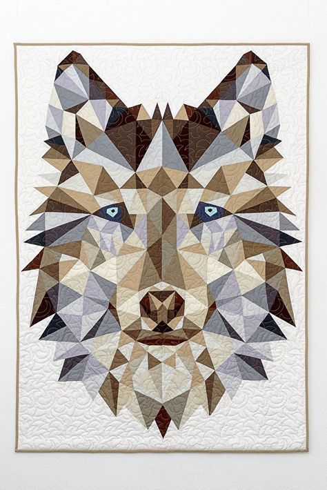 JACKIE The Wolf | www-quiltaanzee-nl Elephant Abstractions, Geometric Pictures, Wolf Quilt, Elephant Quilt, Landscape Art Quilts, Abstract Quilt, Paper Pieced Quilt, Barn Quilt Patterns, Picture Quilts