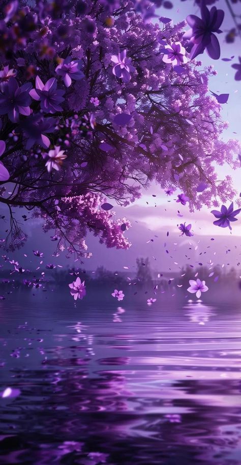 Purple Aesthetic Wallpaper Hd, Purple Fantasy Wallpaper, Pretty Purple Wallpapers, Purple Landscaping, Cherry Blossom Poster, Purple Flower Wallpaper, Wisteria Wallpaper, Purple Flower Garden, Violet Wallpaper