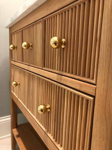 Tulum House, Cabinetry Details, Reeded Vanity, White Oak Vanity, Oak Vanity, Oak Bathroom Vanity, Powder Room Vanity, Remodel Diy, Large Vanity