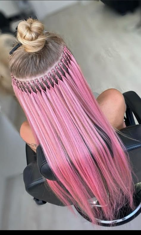 Learn simple Diy hairstyles Hair Extensions With Braids, Hair Color Extensions Ideas, Hairstyles With Colored Hair Extensions, Braids With Color Extensions, Microbraid Hairstyles, Braided Hairstyles With Extensions, Simple Diy Hairstyles, Hair Extension Ideas, Hair Extensions Ideas