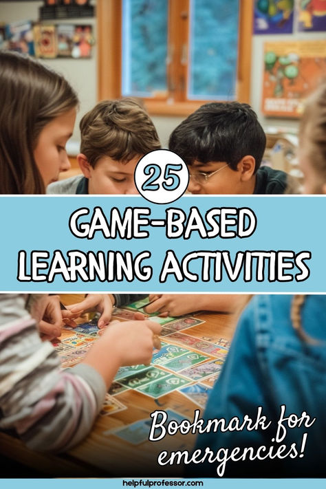 Game-based learning is an educational approach that uses games within lessons to enhance learning. Check out these 25 ways to implement it in your classroom! Game Based Learning Activities, Game Based Learning Ideas, Activity Based Learning Ideas, Education Games For Kids Learning, Gamification Education, First Grade Games, Activity Based Learning, Activities For The Classroom, Classroom Preparation