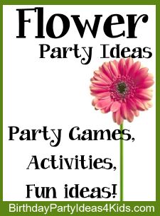 Flower themed birthday party ideas, party games, activities, food, favors, decorations, invitations and more fun ideas! #flower #birthday #party #ideas Flower Party Craft, Flower Bday Decorations, Birthday Party Flowers Theme, Flower Themed Activities, Pin The Flower On The Stem Game, Flower Games Party, Flower Themed Birthday Party Activities, Garden Party Games For Kids, Flower Games For Kids