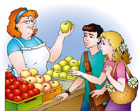 Kids are buying apples. Vector drawing. Boy and girl consulted with the seller a , #SPONSORED, #Vector, #drawing, #apples, #Kids, #buying #ad Vegetable Vendor, Sale Illustration, Vegetable Drawing, Apple Stock, Draw Cartoon, Fruit Vector, Children Images, Buy Apple, Vector Character