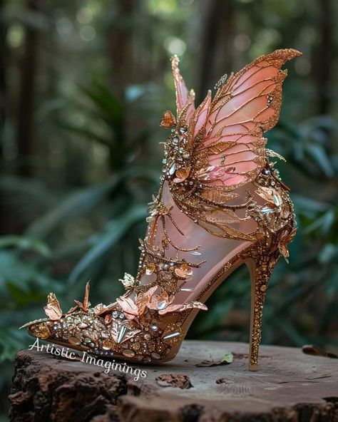 Fairy Shoes Aesthetic, Fairy Costume Shoes, Fairy High Heels, Fantasy Footwear, Fae Fashion, Starfall Ball, Fantasy Shoes, Magical Dress, Futuristic Shoes