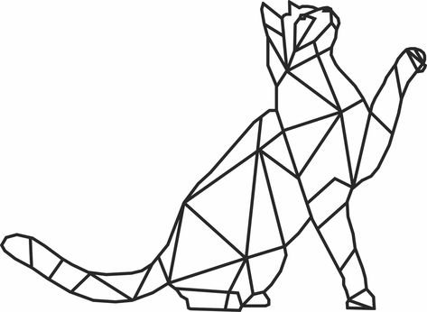 Image Result For Geometric Feline 0F2 Geometric Coloring Pages, Drawing Room Interior Design, Custom Yard Signs, Geometric Cat, Laser Cut Wood Crafts, Laser Art, Small Drawings, Cat Signs, Geometric Animals