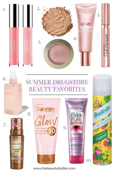 MY FAVORITE AFFORDABLE SUMMER BEAUTY PRODUCTS | I am sharing some of my favorite affordable summer beauty products on the blog today, including my favorite bronzer, the best, hydrating lipgloss  and my go-to shampoo for the whole family. Essential Makeup Products, Summer Makeup Products, Summer Beauty Products, Glam Team, Summer Beauty Tips, Bath Routine, Nails Care, Makeup Favorites, Drugstore Products