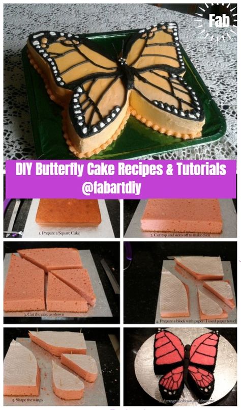 Diy Butterfly Cake, Recipes Tutorials, Butterfly Birthday Cakes, Diy Birthday Cake, Cake Diy, Butterfly Birthday Party, Butterfly Cake, Recipes Cake, Diy Butterfly